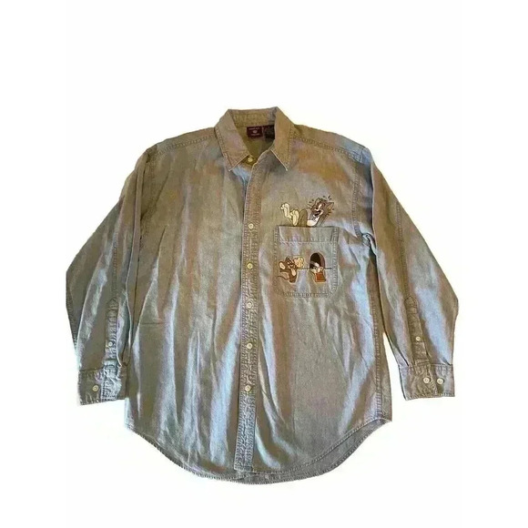 Vintage 90’s Looney Tunes Warner Bros. Studio Button Up Long Sleeve Shirt Size S - Picture 1 of 5